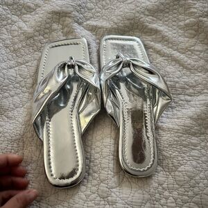 SHEIN Silver Sandals with Ruched Detail